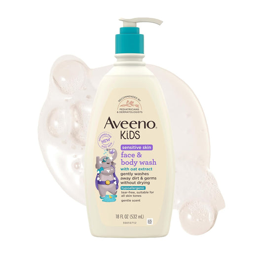 🚼 Aveeno Kids Face & Body Wash – Gentle Oat Formula