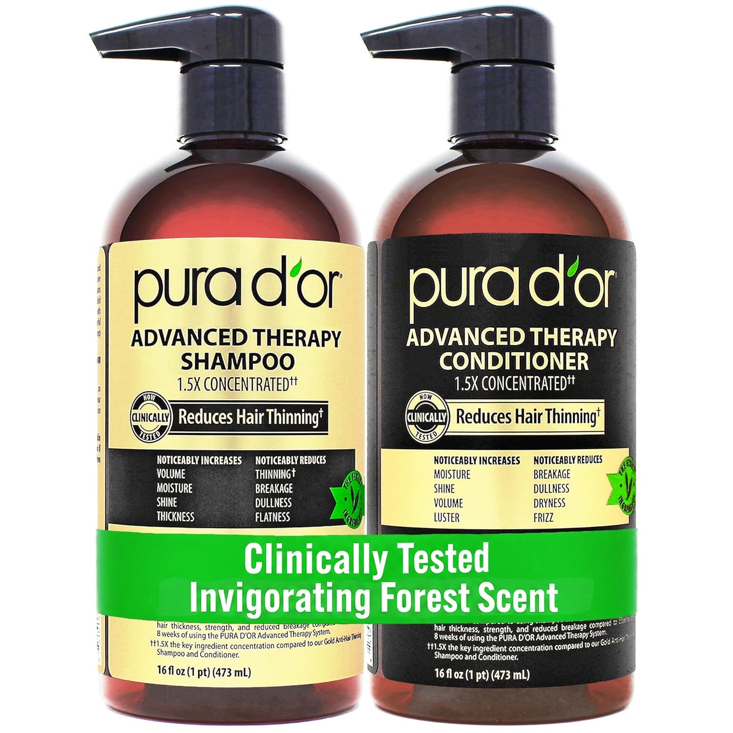 🌿 PURA D’OR Gold Label Anti-Thinning Shampoo & Conditioner
