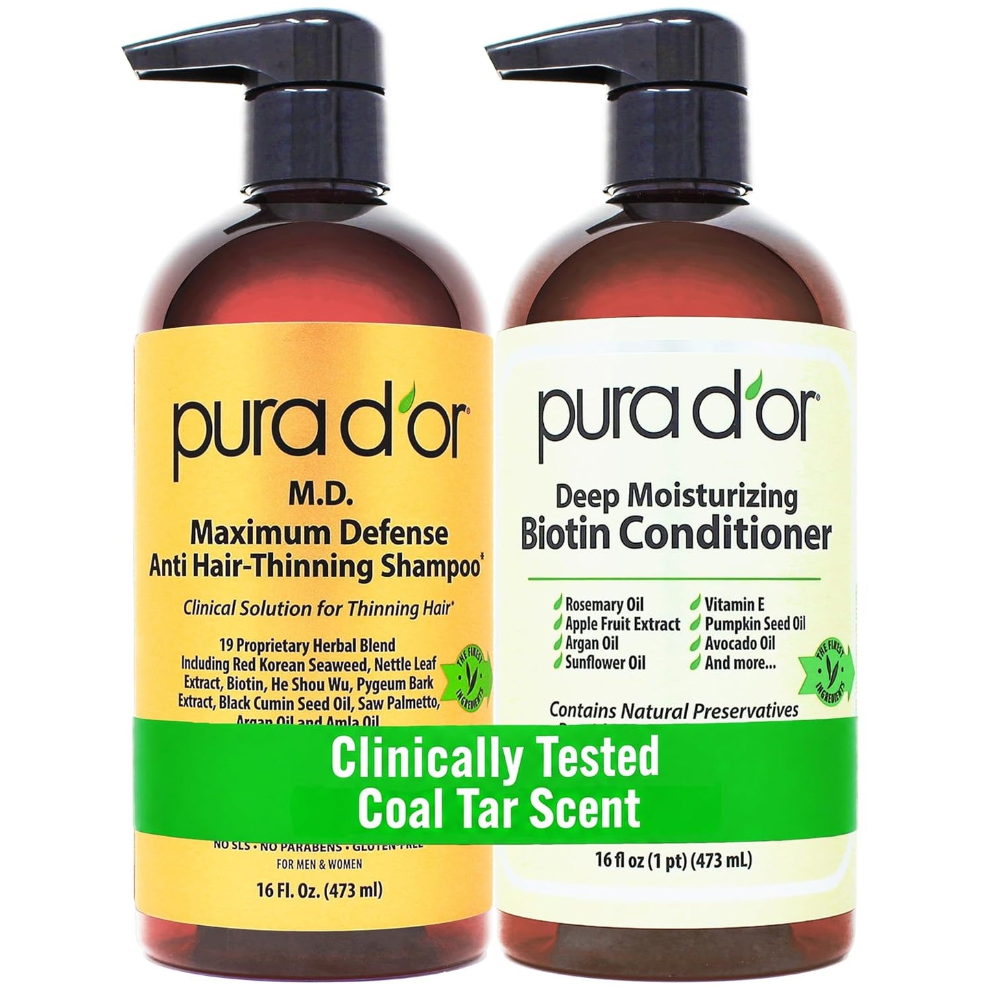 🌿 PURA D’OR Gold Label Anti-Thinning Shampoo & Conditioner