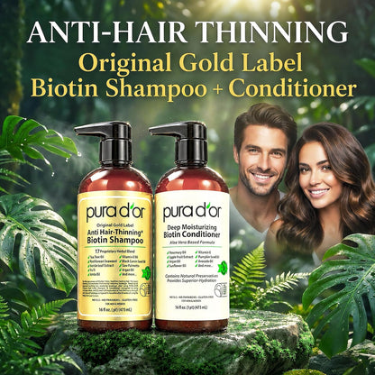 🌿 PURA D’OR Gold Label Anti-Thinning Shampoo & Conditioner