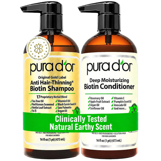 🌿 PURA D’OR Gold Label Anti-Thinning Shampoo & Conditioner