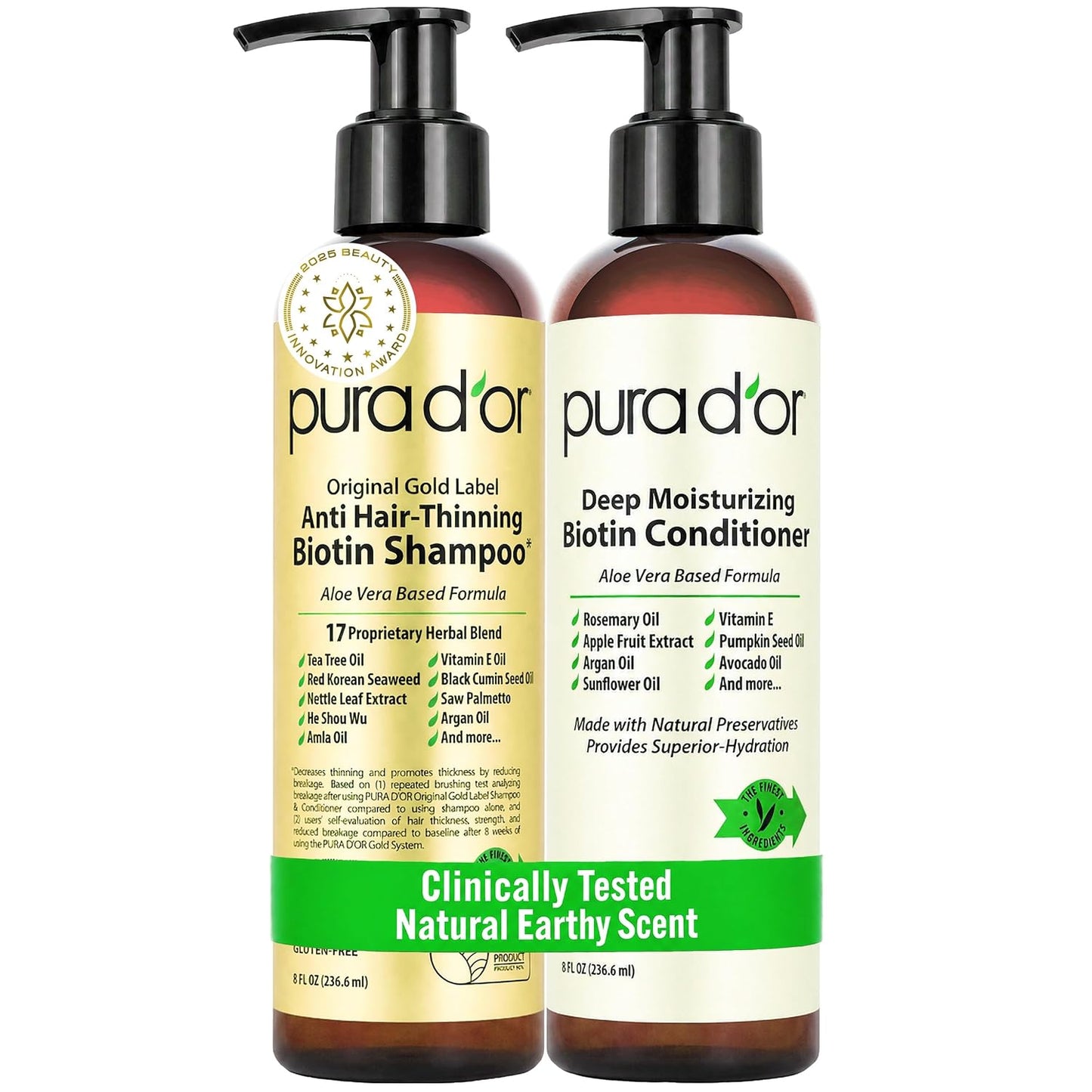 🌿 PURA D’OR Gold Label Anti-Thinning Shampoo & Conditioner